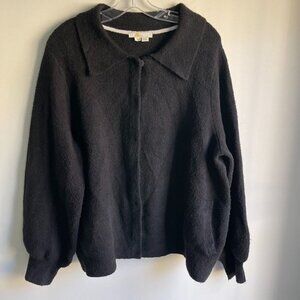 Boden Size US 16/18 Black Snap Button Balloon Sleeve Sweater Jacket